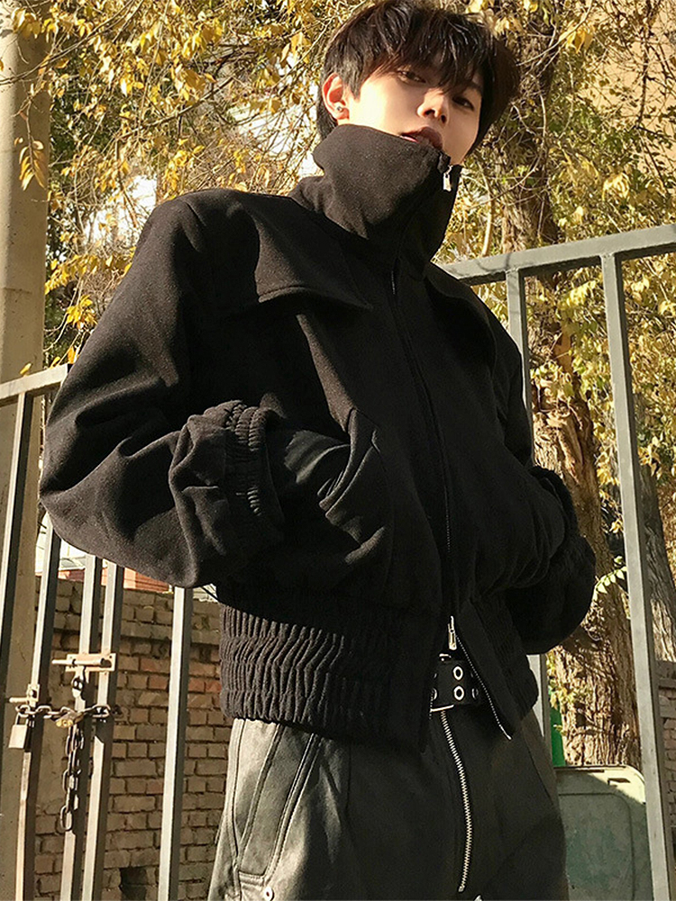 Мужская куртка-бомбер Techwear, укороченная бейсбольная куртка Cleanfit, пальто, мужская водолазка на молнии с подплечниками, уличная одежда