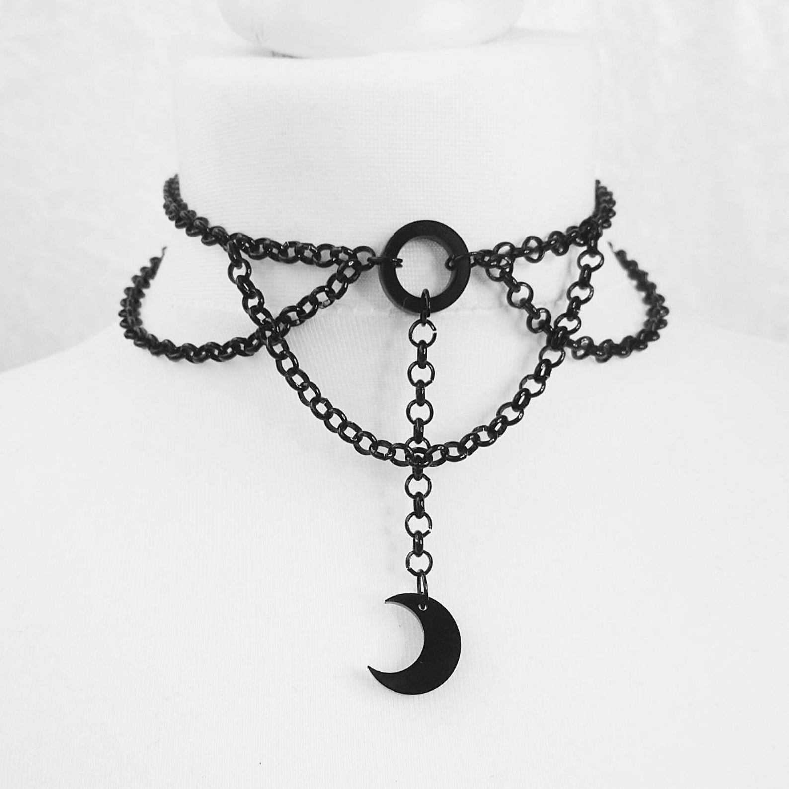 ดวงจันทร์ Gothic โซ่ O แหวน Choker Gothic Choker,สร้อยคอจี้พระจันทร์,Moon Choker