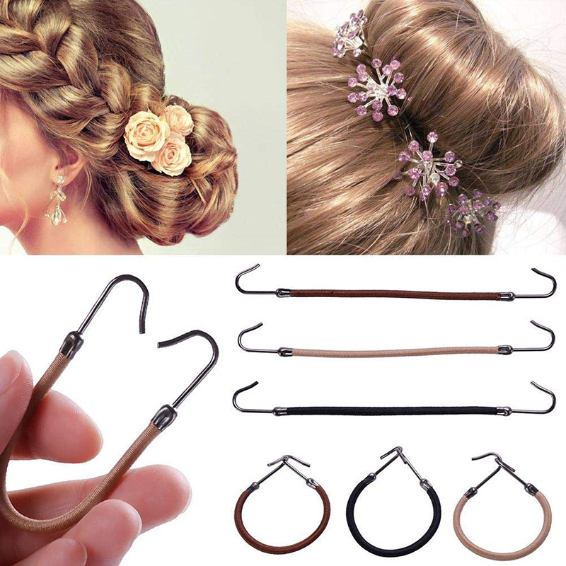 女性用ダブルフックヘアバンド,トレンディなゴムバンド,高弾性,デザイン,ポニーテール,アクセサリー,5個,10個