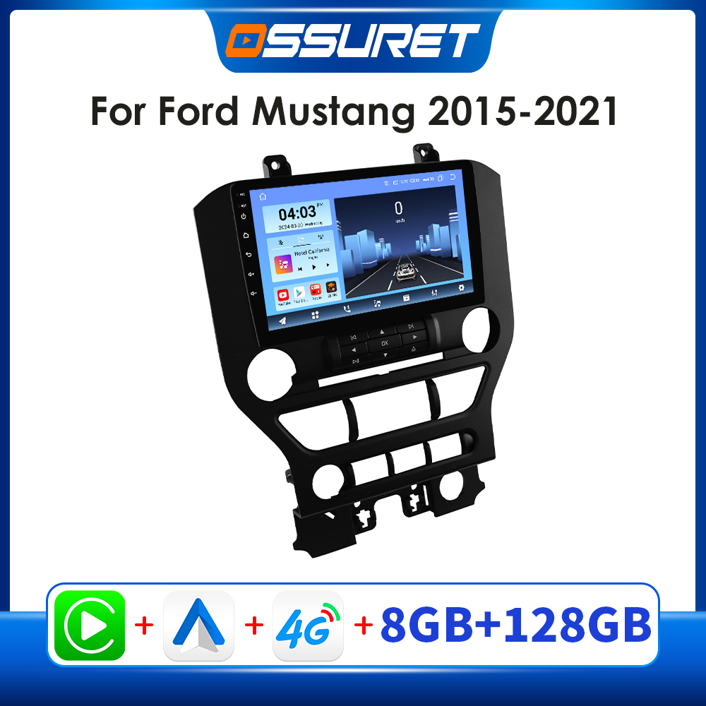 Radio samochodowe Android Odtwarzacz multimedialny GPS dla Ford Mustang 2 2015 - 2021 Auto Stereo Bezprzewodowy CarPlay Samochodowy inteligentny ekran dotykowy
