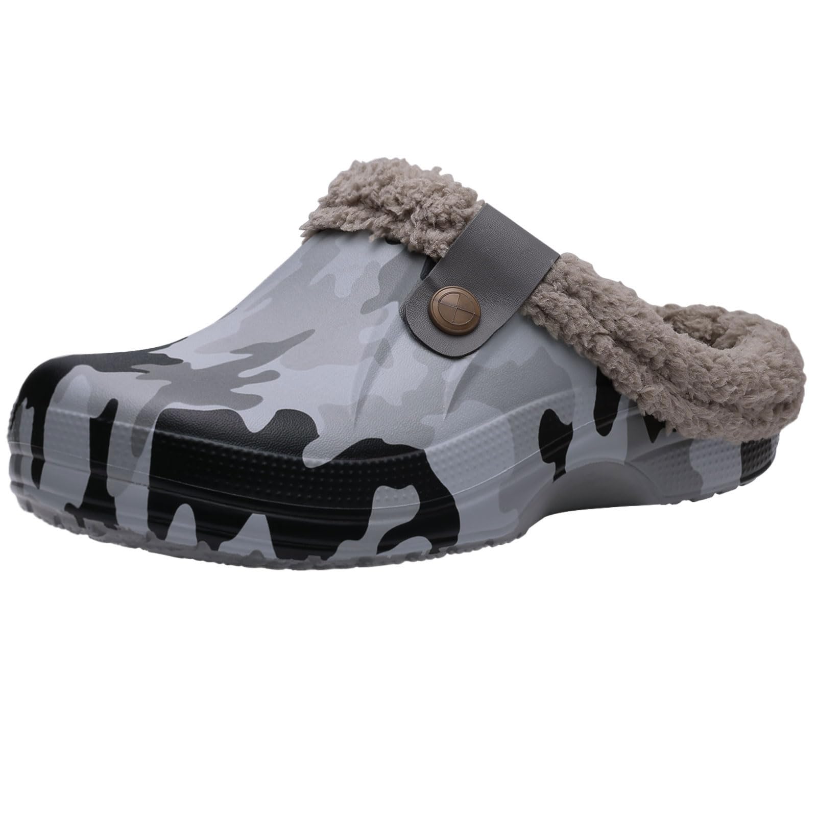 Kidmi Fashion Men Fur Shoes Winter Fuzzy Men Garden Shoes Miękkie wodoodporne buty dla mężczyzn do użytku wewnątrz i na zewnątrz Antypoślizgowe buty Houes