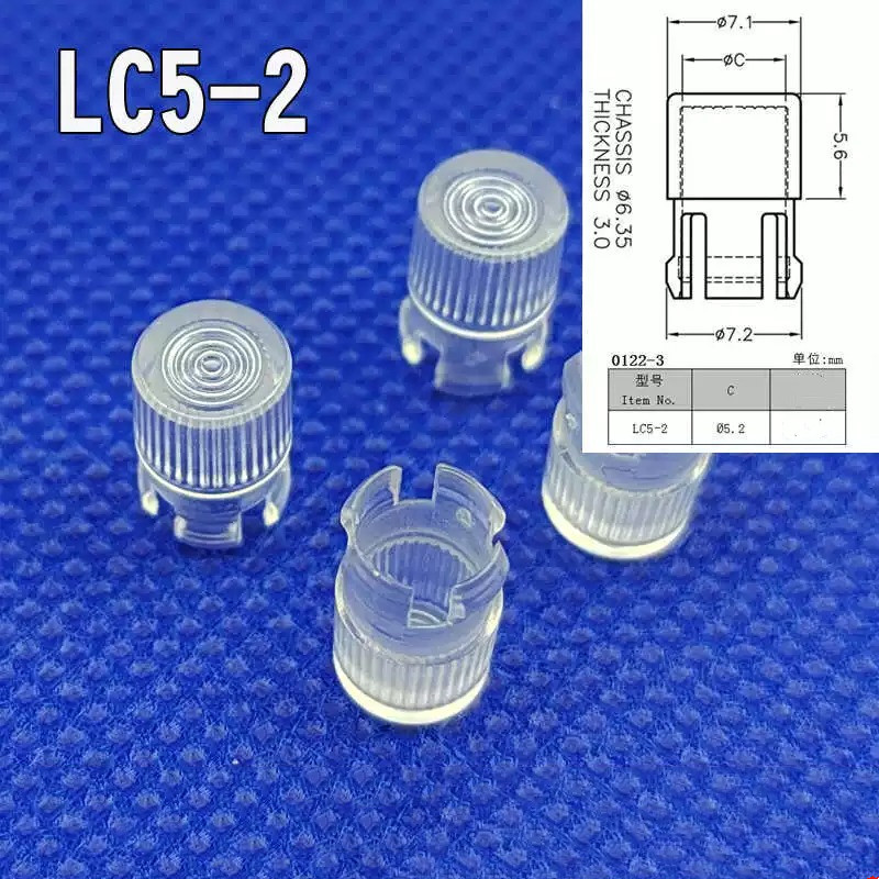 Lot de 100 capuchons de guidage de lumière LED filetés LC5-2 de 5 mm, colonne de guidage de lumière transparente de 5 mm, LDR/photorésistance et abat-jour LED