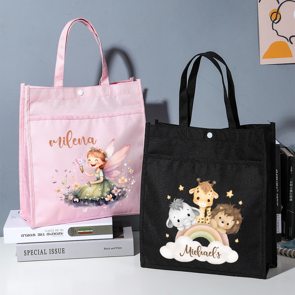 Bolsas de mano personalizadas para biblioteca para niños, bolsa para libros de lectura con nombre personalizado, escolar, regalos de cumpleaños para niños