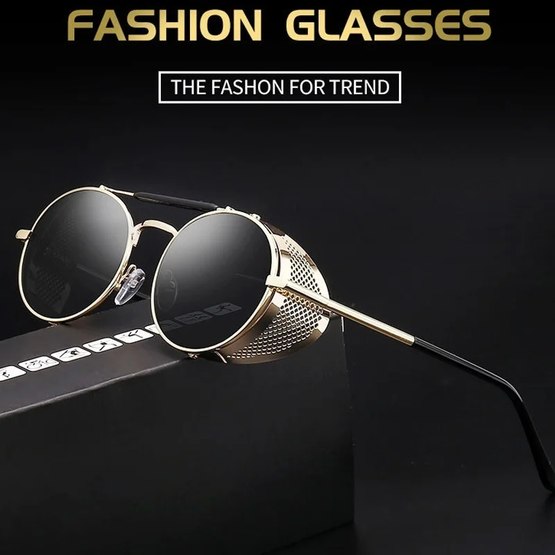 2022 mulheres retro steampunk óculos de sol gótico marca designer vintage redondo punk óculos de sol feminino oculos redondos csd