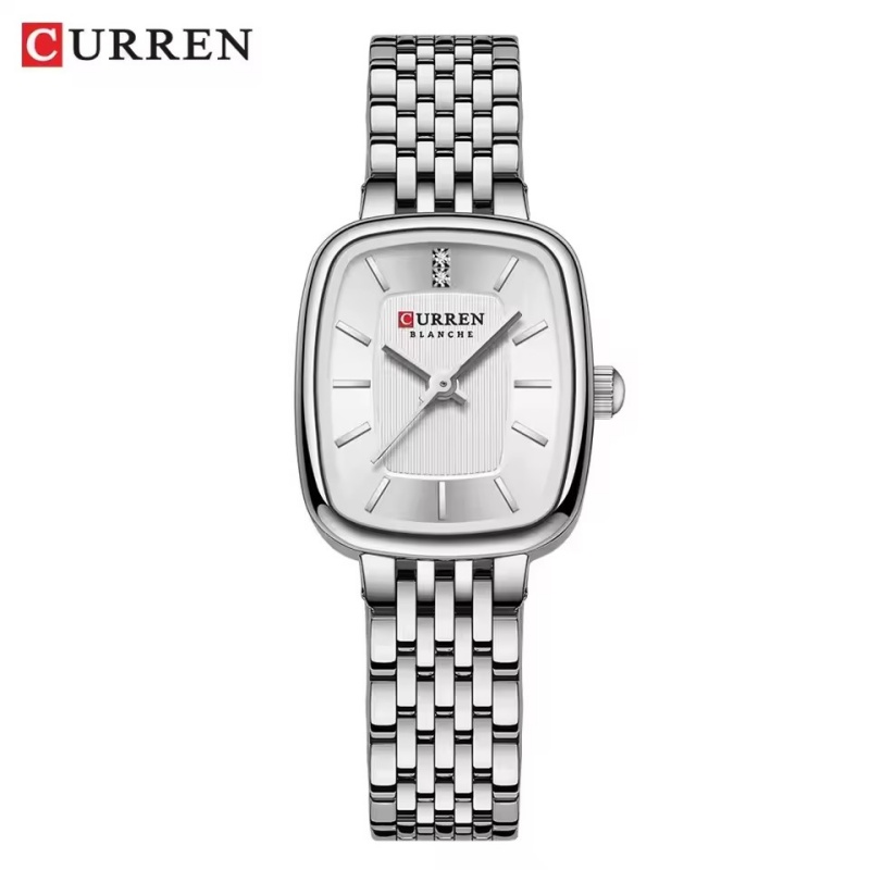 นาฬิกาข้อมือควอตซ์แฟชั่น CURREN 9093 สำหรับผู้หญิง ดีไซน์หรูหรา หน้าปัดทรงเหลี่ยม สายสแตนเลสสีทอง นาฬิกาลำลองกันน้ำ relojes de mujer