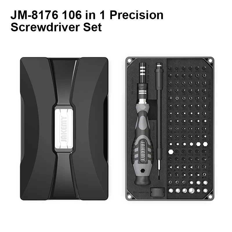 JAKEMY JM-8176 106 IN 1 Jeu de tournevis universel avec barre d'extension Maintenance de téléphone portable Embouts magnétiques Tournevis