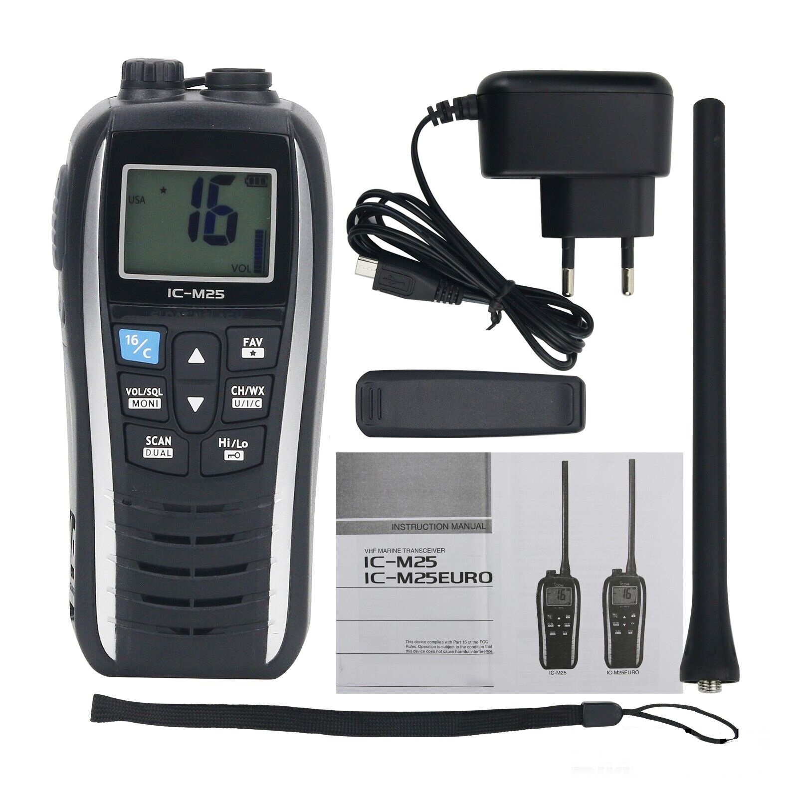 IC-M25 5W Radio marina portatile VHF LCD portatile leggero impermeabile