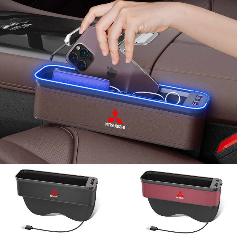 รถที่นั่ง Gap Organizer USB ชาร์จมัลติฟังก์ชั่นสําหรับ Mitsubishi Outlander Pajero Asx Lancer EX Evolution X Ralliart