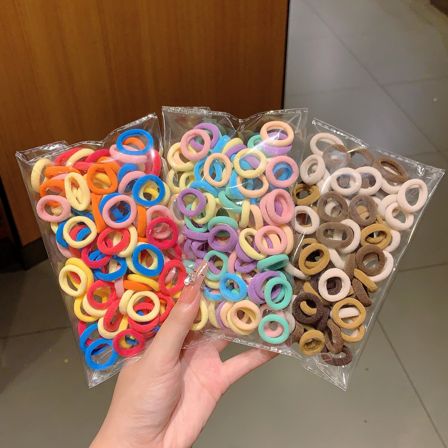 100 pçs feminino meninas colorido náilon elástico faixas de cabelo rabo de cavalo segurar pequeno laço de cabelo elásticos scrunchie acessórios para o cabelo