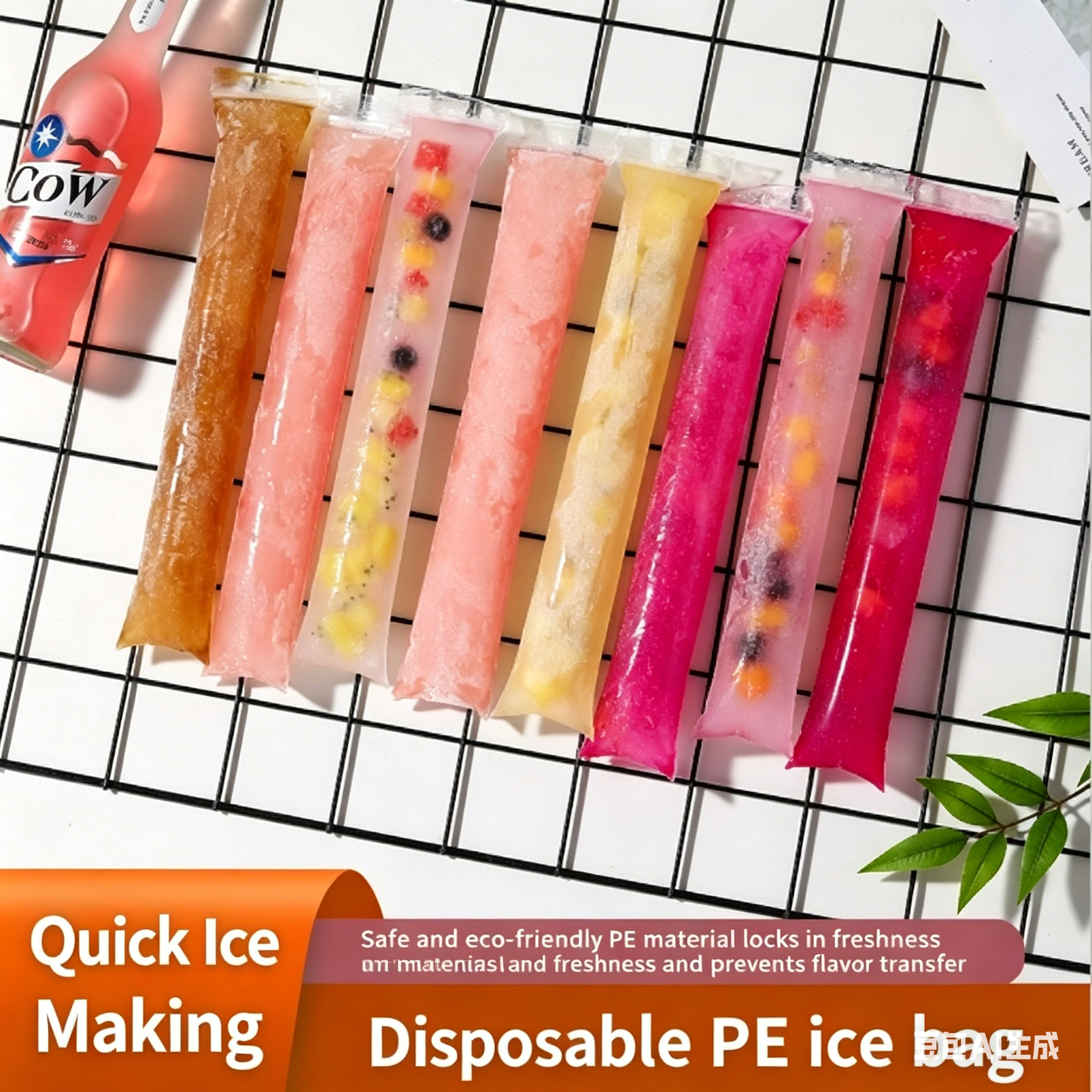 50/100 PCS Kantong Es Krim Sekali Pakai DIY, Cetakan Kantong Es Krim Buatan Sendiri, Kantong Es Krim Segel Otomatis Food Grade