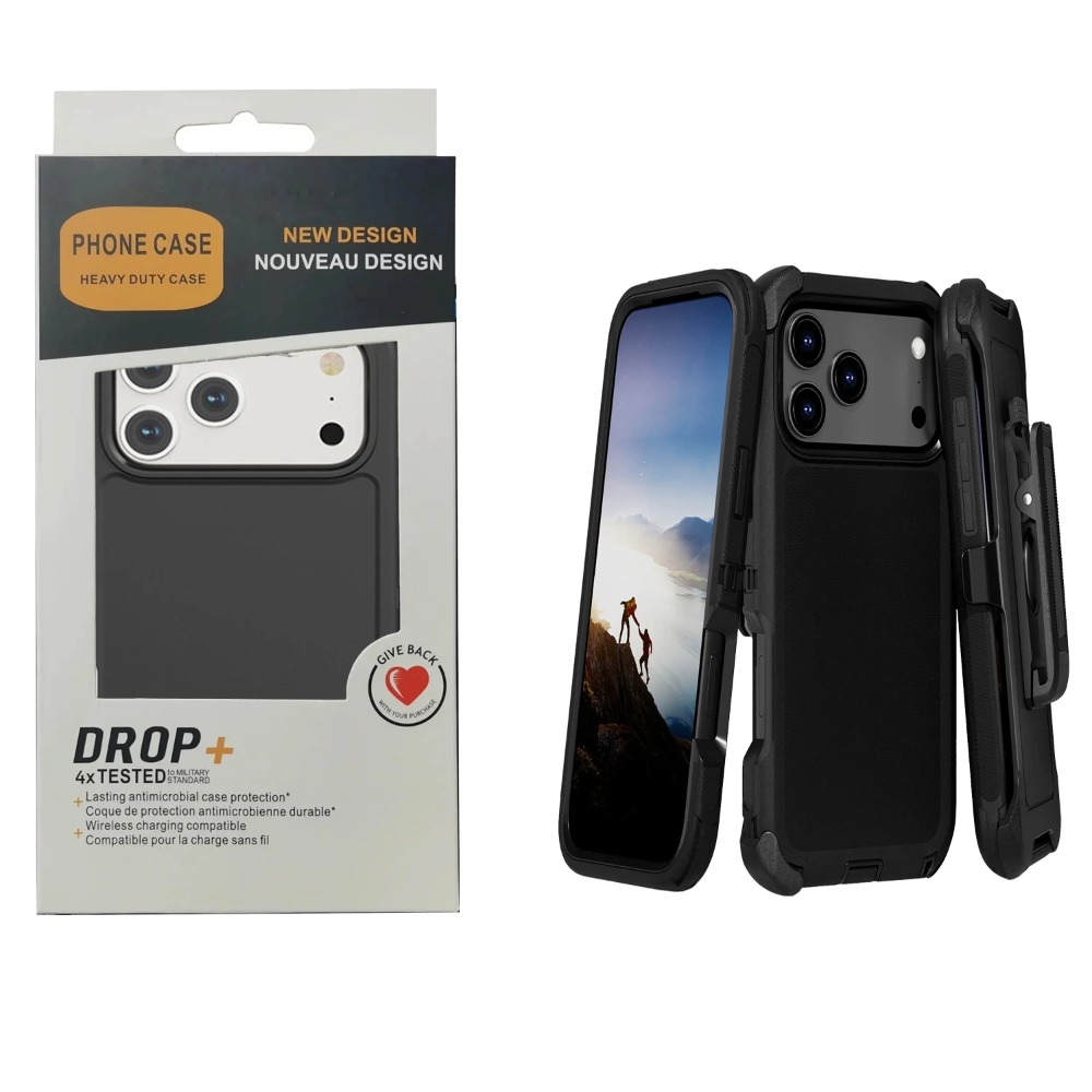 Dengan Kotak 3-IN-1 Casing Tahan Benturan Kelas Militer untuk iPhone 17 Air 16 E 15 14 Plus 13 12 11 Pro Max Penutup Pelindung Armor Kasar