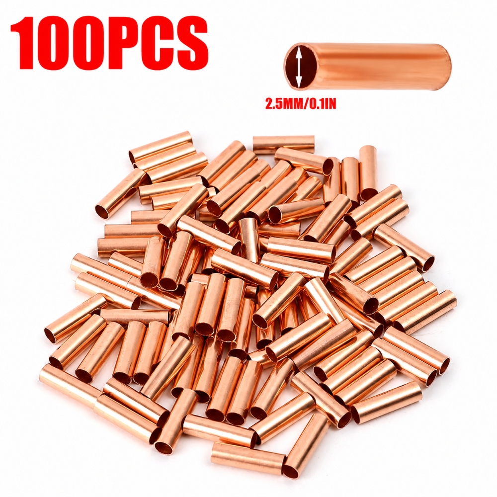 100 Conectores de Anillo de Cobre para Cable, Terminales de Batería sin Aislamiento, Conectores Soldados para Cableado Eléctrico