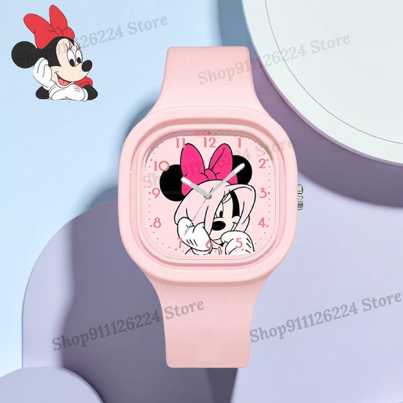 Relojes Disney Mickey para niñas y mujeres, bonitos relojes de Anime Minnie Kawaii Stitch para niños, accesorios de juguetes, reloj infantil