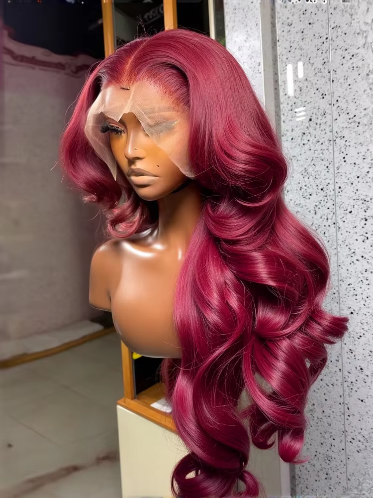 30 32 34 36 Inch Burgundy 250% Density 13x4 HD Lace Front Human Hair Wigs Red 99J Body Wave Brazilian Glueless Lace Frontal Wig