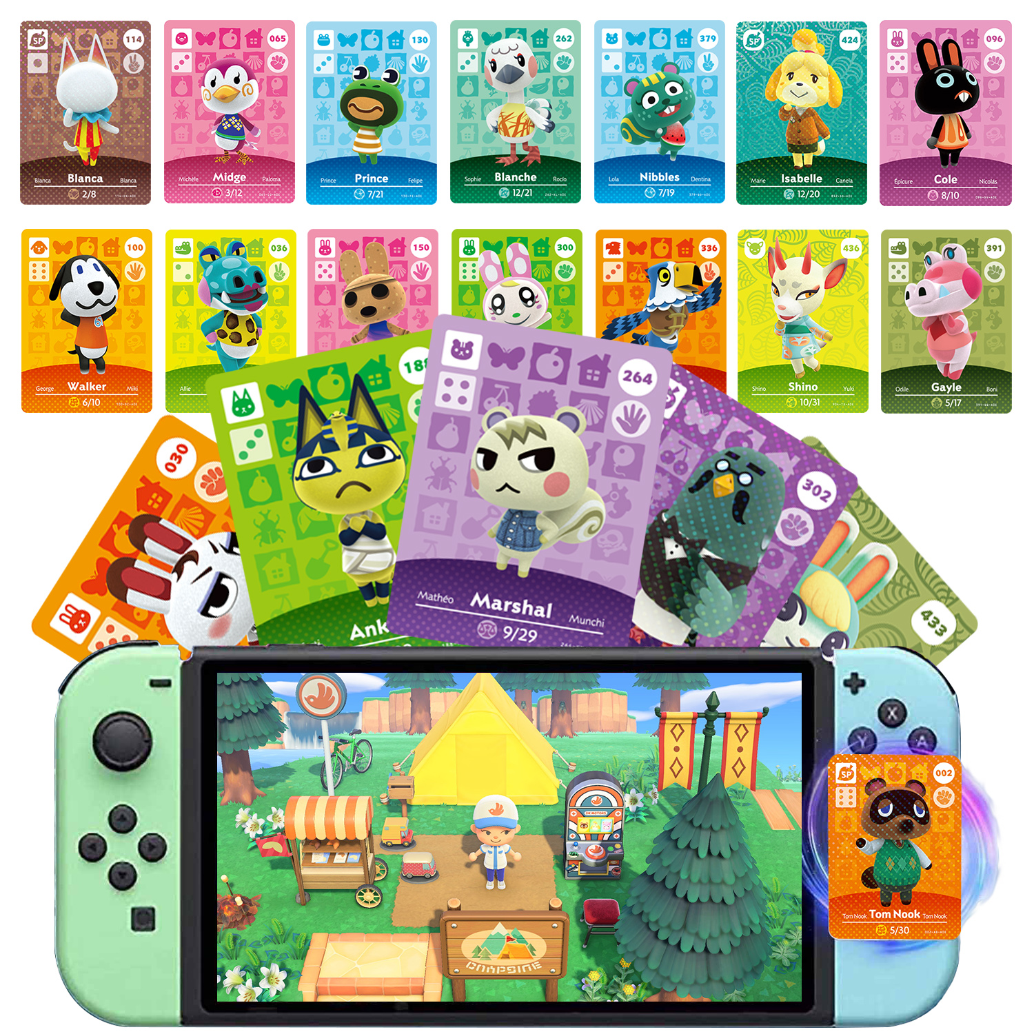 다양한 Amiibo 카드 핫 게임 Animal Crossing: New Horizons 다양한 귀여운 역할 NS 스위치 3DS 게임 세트 재미 미니 NFC 카드 수집