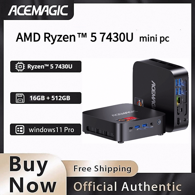 AMD Ryzen 5 7430U 6-rdzeniowy mini komputer do gier |   Komputer stacjonarny z 16 GB RAM i 512 GB SSD |   Obsługa trzech ekranów do multitaskingu i pracy