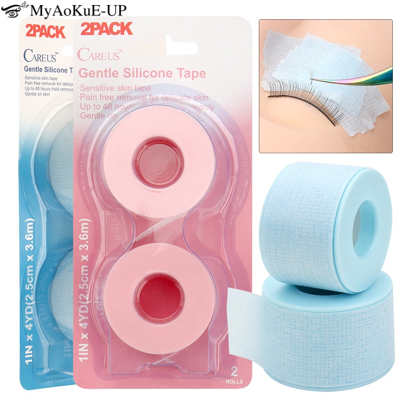 2 unids/caja cinta de silicona para pestañas cinta adhesiva para extensión de pestañas agujero pequeño transpirable fácil de rasgar almohadillas para los ojos parche de papel herramientas de maquillaje