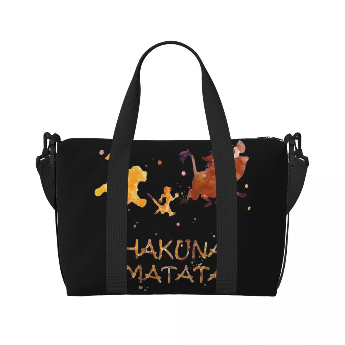 Benutzerdefinierte Hakuna Matata-Einkaufstasche für Damen, großes Fassungsvermögen, The Lion King Gym Beach Reisetaschen