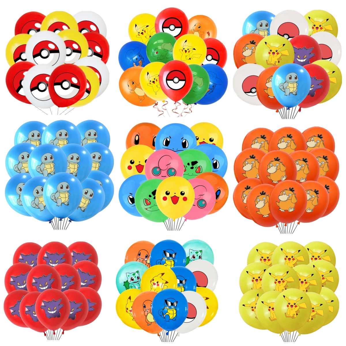 Paquete de 3/2/1 globos de látex pokemon, suministros para fiesta de cumpleaños, globo de Pikachu de dibujos animados, recuerdo para Baby Shower para niños, decoraciones para fiesta