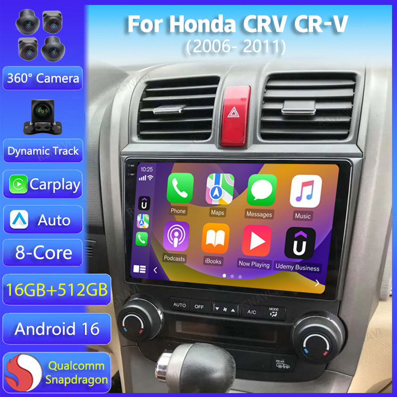 Android 16 Radio Samochodowe Nawigacja Multimedialna do Honda CRV CR-V 2006 2007 2008 2009 2010 2011 WIFI+4G Bezprzewodowy Carplay Auto