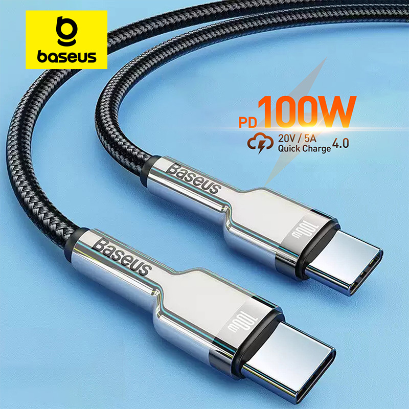Baseus 100W USB C a USB tipo C Cable para MacBook Pro QC 4,0 PD USB C Cable de cargador rápido para Xiaomi Redmi para iPhone 15 Plus Pro