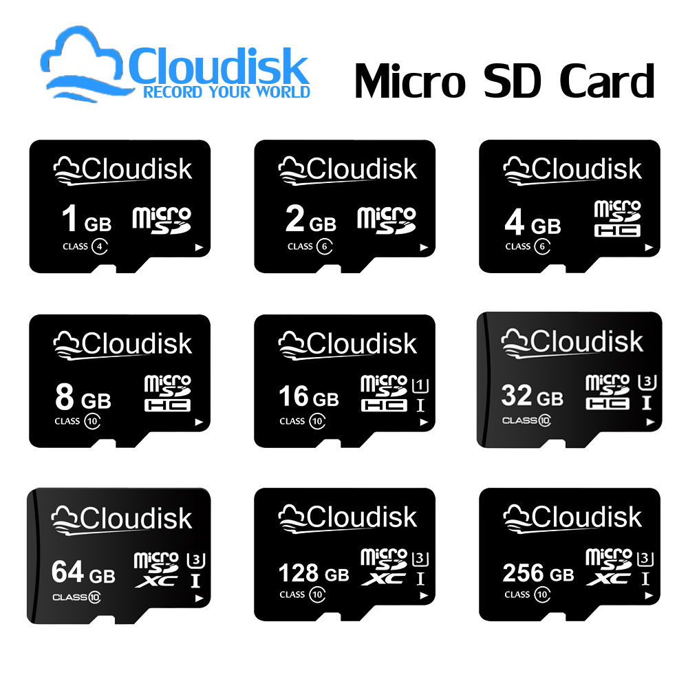 Carte mémoire Micro SD Cloudisk U3 128GB 64GB 32GB 256GB V30 C10 16GB 8GB 4GB 2GB 1GB A1 Cartes Microsd pour téléphone tablette