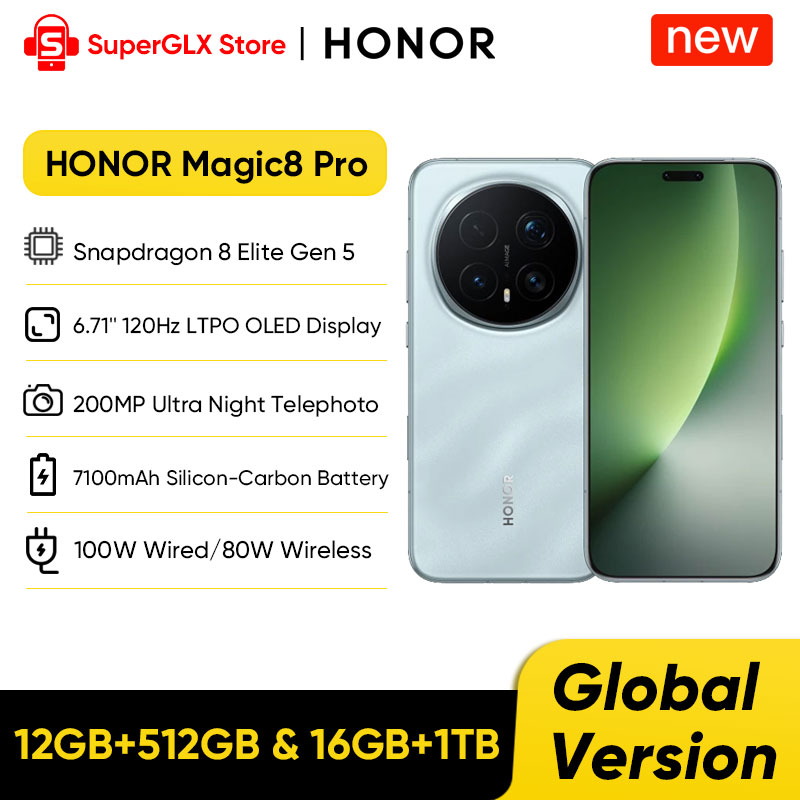 【RU Express】HONOR Magic8 Pro Global Version Snapdragon 8 Elite Gen 5, камеры 200 МП, OLED-дисплей 6.71'', 7100 мАч, 100W SuperCharge