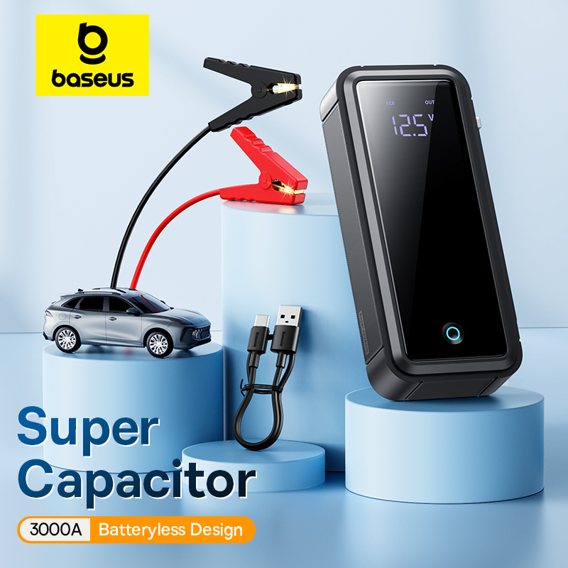 Baseus Super Capacitor Car Jump Starter 3000A Ładowarka samochodowa do urządzeń wzmacniających bez baterii Przenośne urządzenie do uruchamiania awaryjnego samochodu