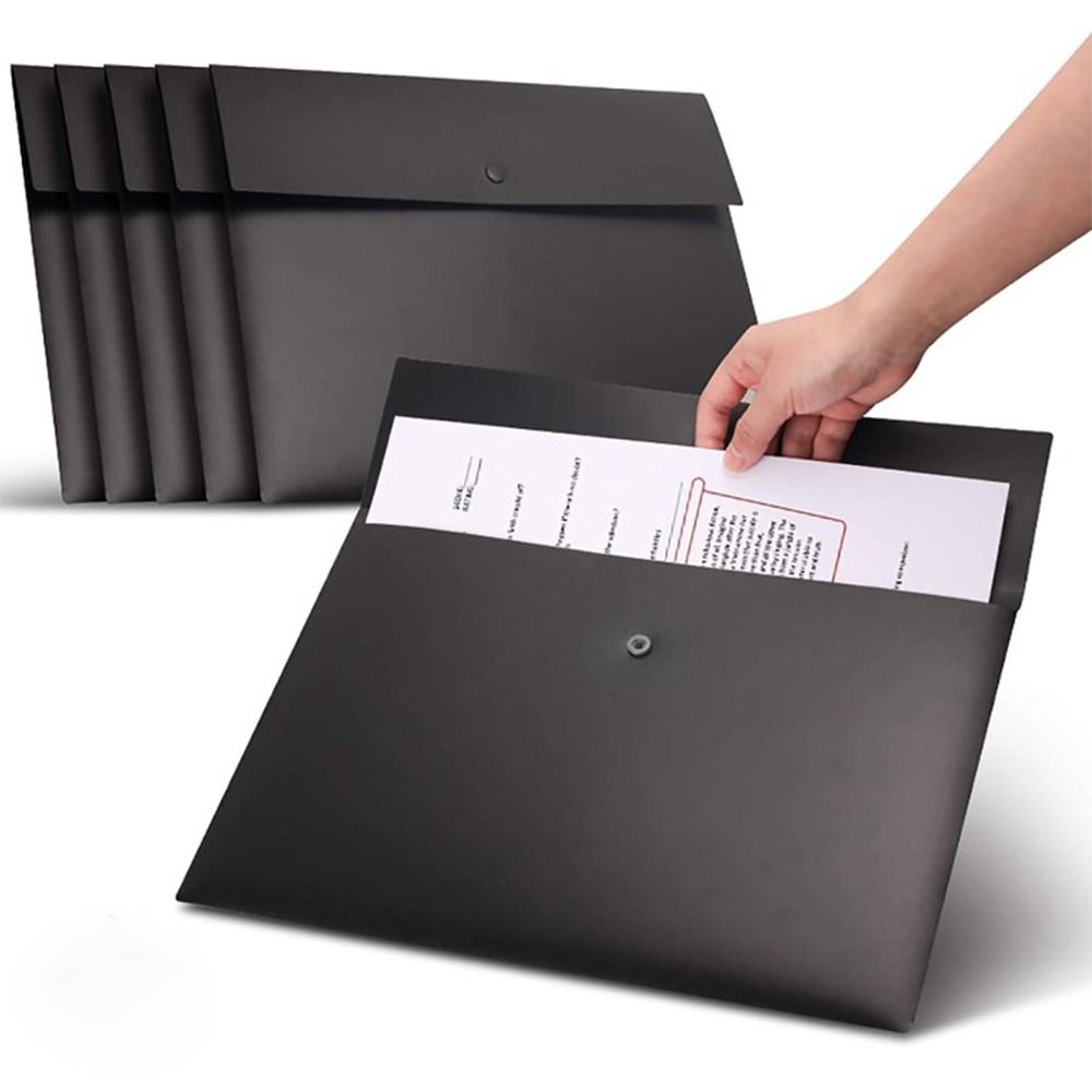 Organizador De Documento De Plástico Com Fecho De Botão Snap, Documento Plano, Pasta De Arquivo Bolsos, Jaqueta De Envelope, A4, A5