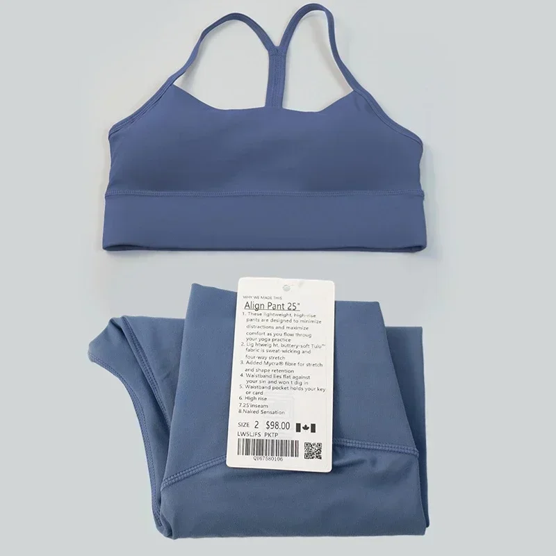 Conjunto de Yoga de 2 piezas para mujer, ropa deportiva para gimnasio, Top, sujetador en forma de Y, mallas de cintura alta para Fitness, ropa deportiva para entrenamiento, chándales