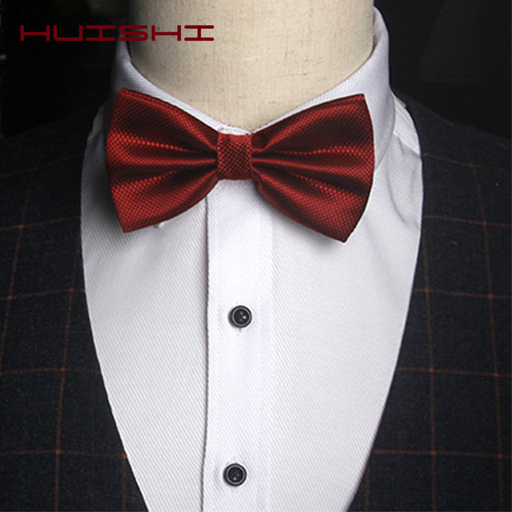 HUISHI ボウタイメンズネクタイソリッドチェックファッションボウタイ宴会結婚式ブラックゴールドレッドグリーンピンクブルーホワイトクラシック蝶ネクタイ男性のための