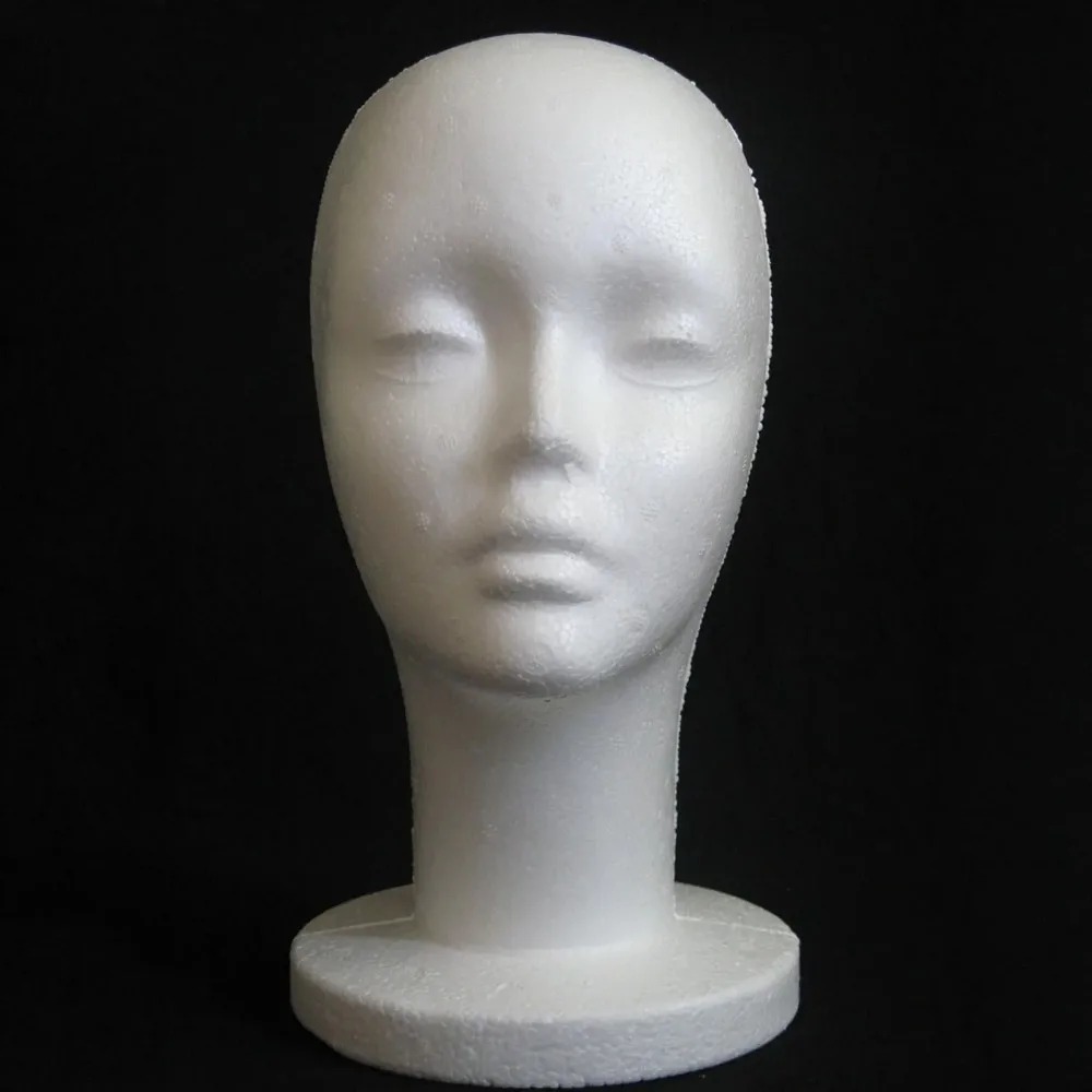 La exhibición de gafas de pelo de peluca de espuma modelo de cabeza de maniquí se puede utilizar para colocación de peluca, exhibición, etc., blanco