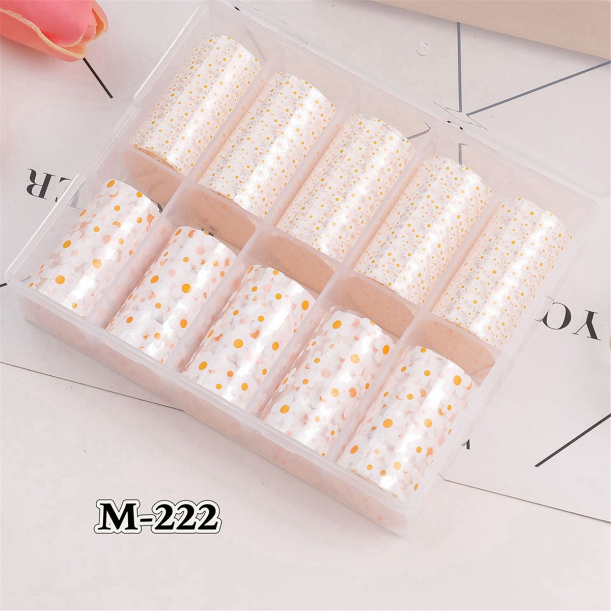 A71P 10 롤 미니 흰색 꽃 네일 전송 포일 네일 아트 용 네일 용품 봄 여름 꽃 테마 네일 호일 전송