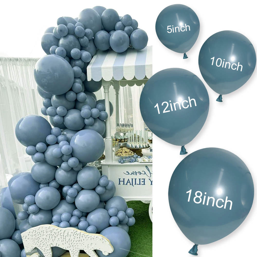 100 Stück staubige blaue Luftballons 5/10/12/18" Schieferblaue Latexballons Boho Brautparty Hochzeit Geburtstag Party Dekoration Globos