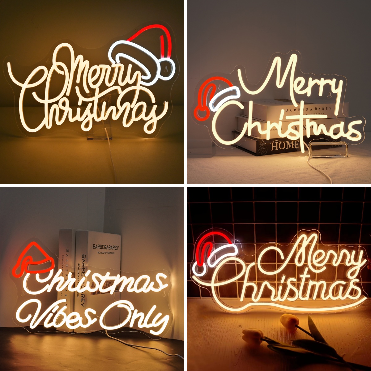 Frohe Weihnachten Neon Zeichen Led Santa Hut Weihnachten Zimmer Dekoration Für Home Party Bars Schlafzimmer Club USB Powered Lampe Kunst Brief Zeichen