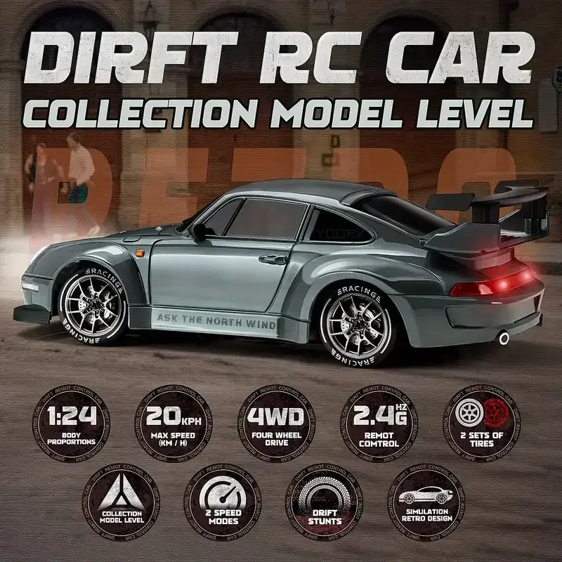 4WD RC Drift Car 1:24 2,4 ГГц, ограниченная серия - светодиодные фонари, трюковый дрифт, высокоскоростной гоночный автомобиль, игрушка для мальчика в подарок