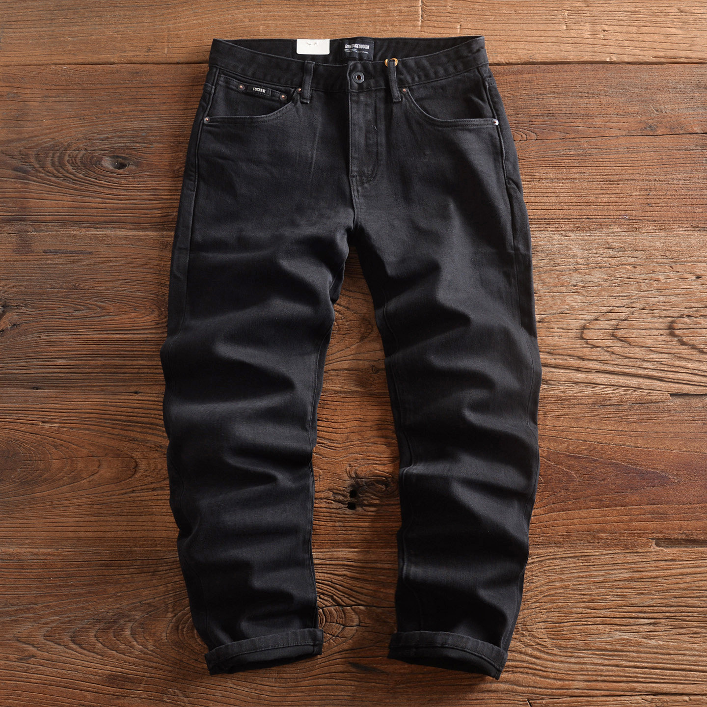 2026 Frühling Neue Amerikanische Retro Heavyweight Jeans mit mehreren Taschen und Elastizität für Herren – Modische, gewaschene, lockere, gerade Freizeithose