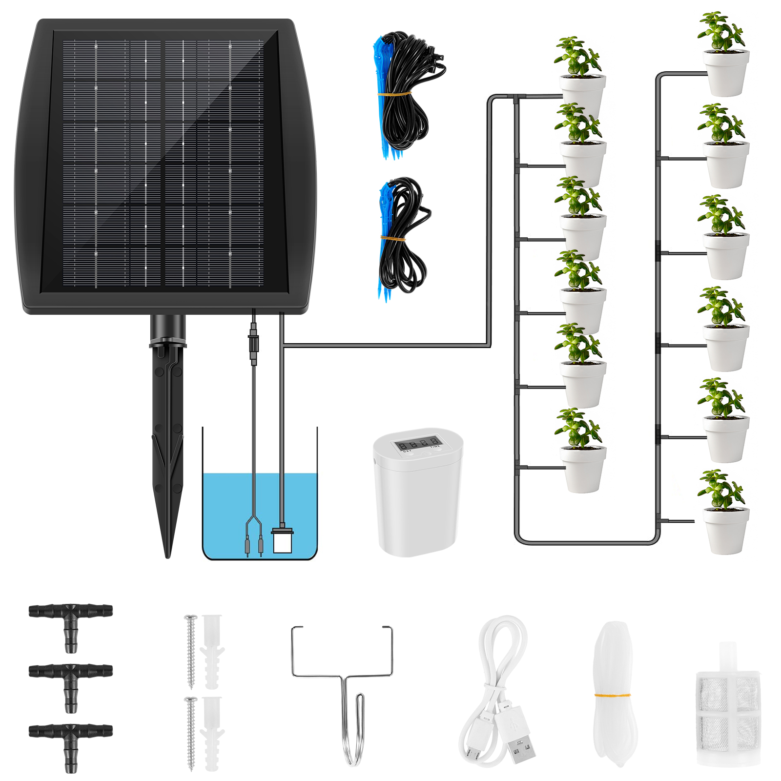 Kit de riego Solar automático para plantas, dispositivo de riego con modos de sincronización, impermeable IP67