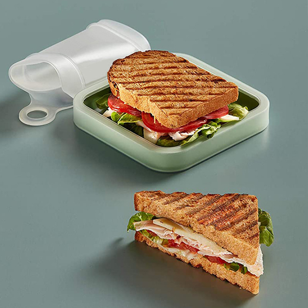Caja Bento portátil de silicona para sándwich, tostado, con asa, contenedor de comida, caja de aperitivos, fiambrera para trabajadores de oficina y estudiantes