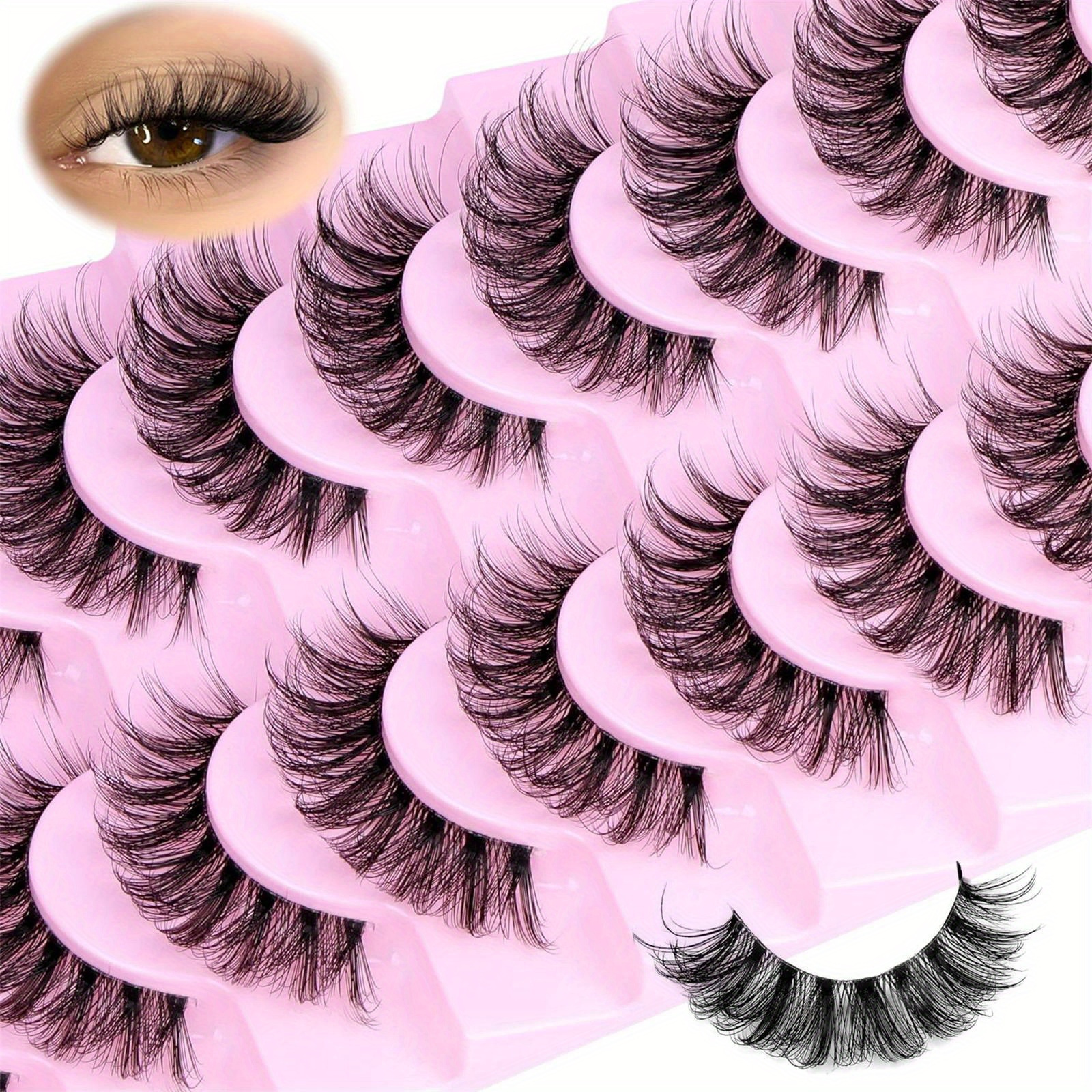 Faux cils 3D avec bande transparente, 3 boîtes (30 paires)