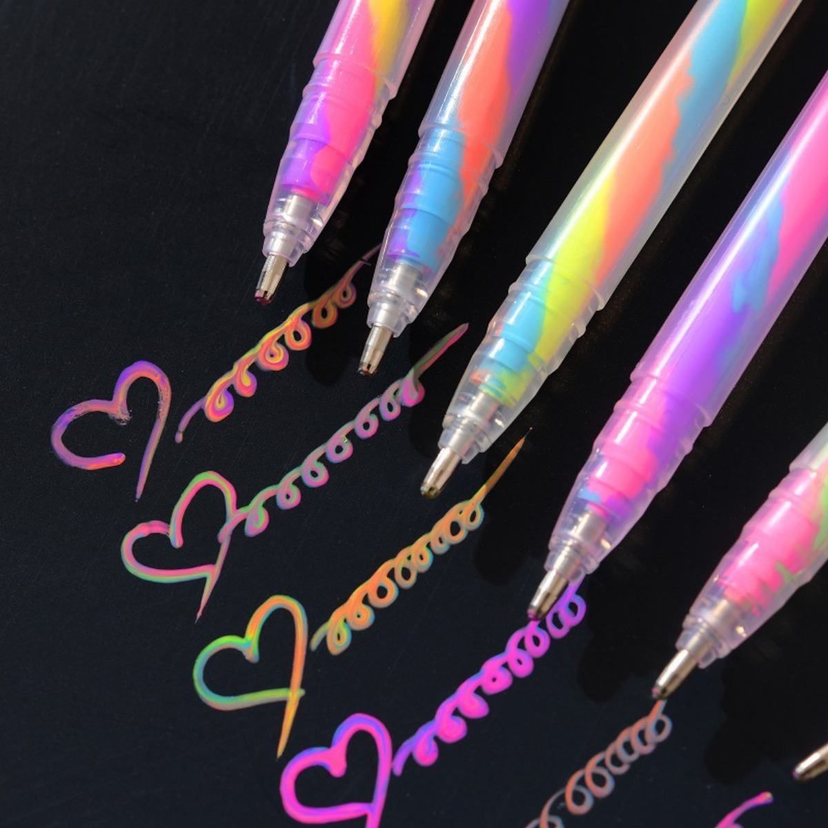 Ensemble de 6 stylos surligneurs à gel pailleté - Couleurs vibrantes de 1,2 mm, écriture fluide, parfaits pour les journaux, les travaux manuels, les cartes de vœux