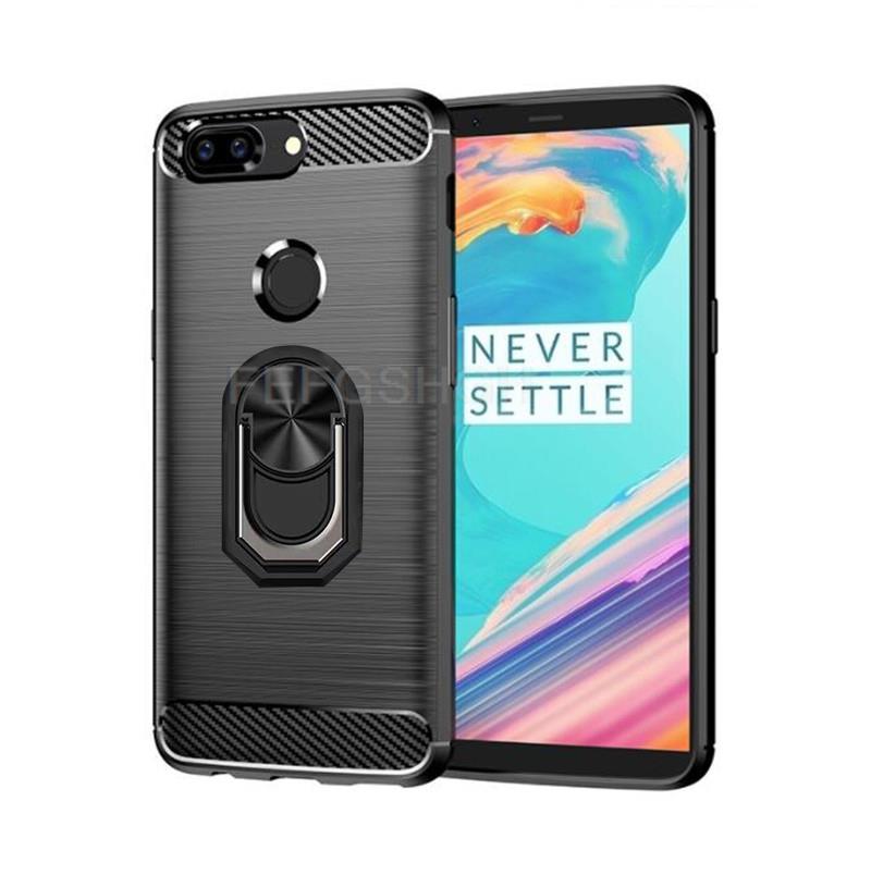 คาร์บอนไฟเบอร์แปรงนุ่มป้องกันสําหรับ OnePlus 1 + 6T 6 5 5T 7 Pro ขาตั้งแหวนผู้ถือฝาครอบโทรศัพท์กันกระแทก