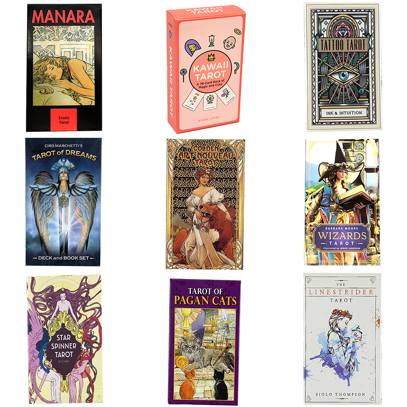 Golden Art Nouveau Tarotไพ่ทาโรต์การ์ดเกมกระดานภาษาอังกฤษDivination TarotวันหยุดของขวัญครอบครัวPartyเล่นการ์ด
