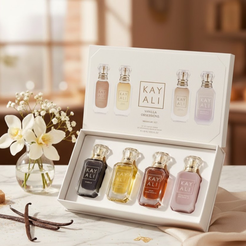 Conjunto de Perfume Unissex KAYALI 4*10ml Longa Duração Fresco Suave Elegante Floral Frutado Musk Fragrância Natural Duas Essências Vanilla Royale