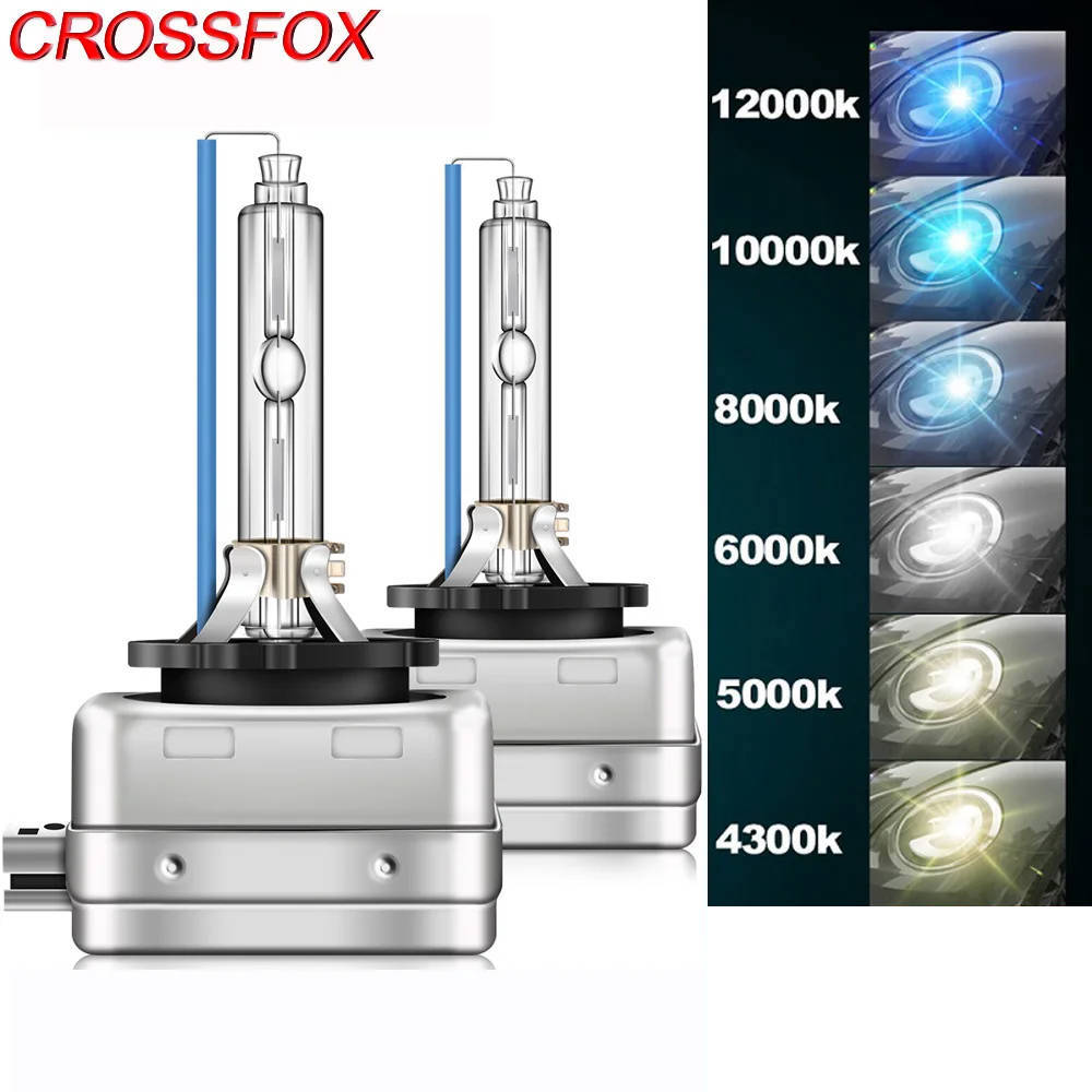 CROSSFOX 2 pezzi lampadine per fari auto D1S Hi/Lo BI Xenon HID 35W fiale per fari 4300K 5000K 6000K 8000K 10000K 12000K lampada automatica