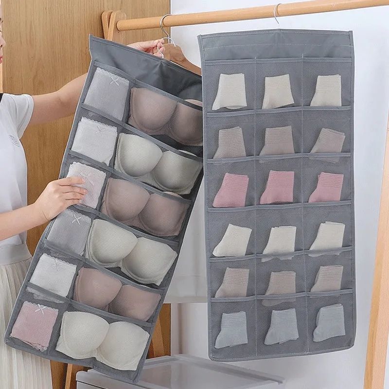 Doppelseiten-Unterwäsche-Aufbewahrung tasche Schlafsaal, Kleider schrank, Wand klappbar, Unterhose, Socken, Organizer