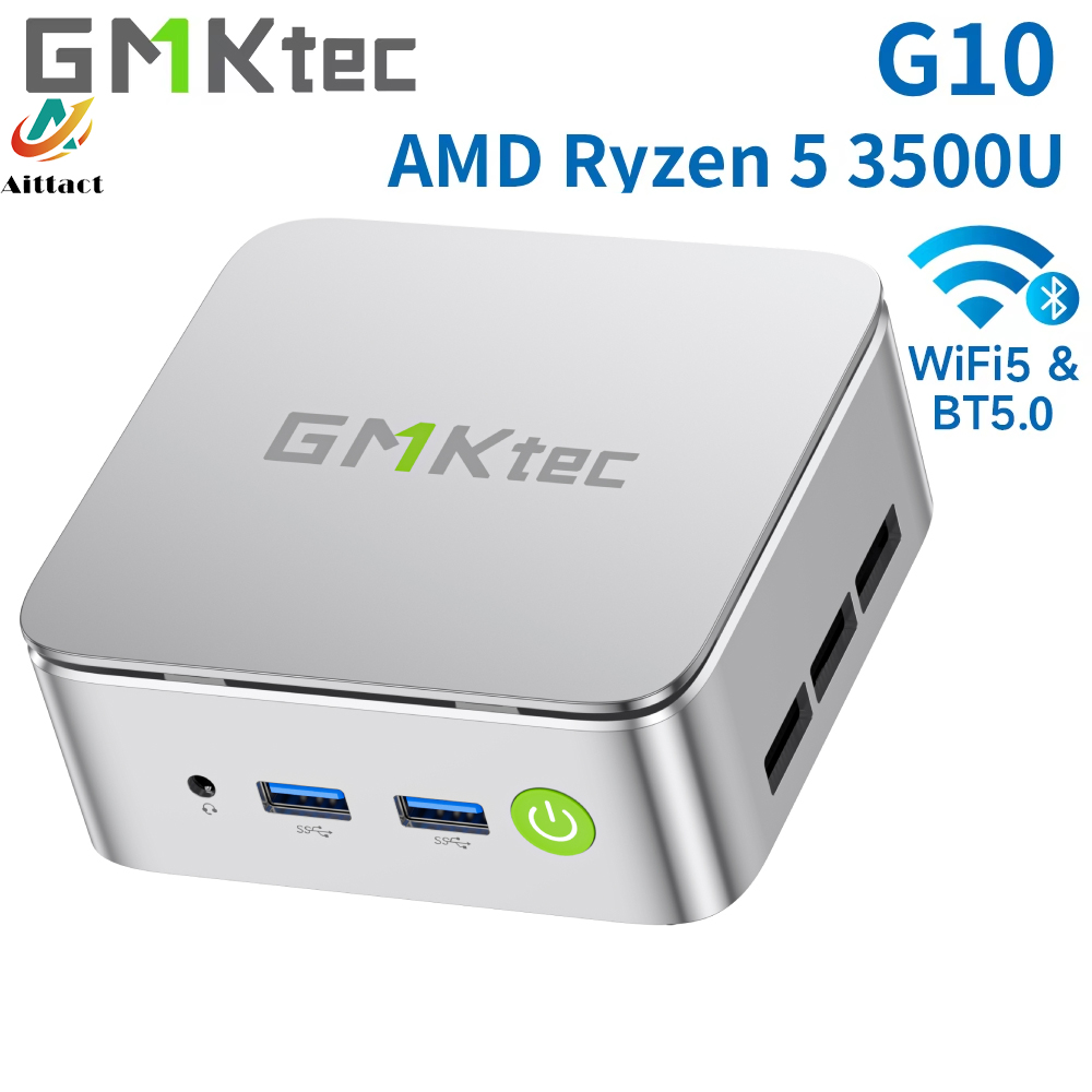 Aittact&GMKtec G10 Mini PC AMD Ryzen 5 3500U (Beats N150/N97) 2.5GbE NIC LAN Desktop Mini PC WiFi 5, Type-C, Triple 4K Display