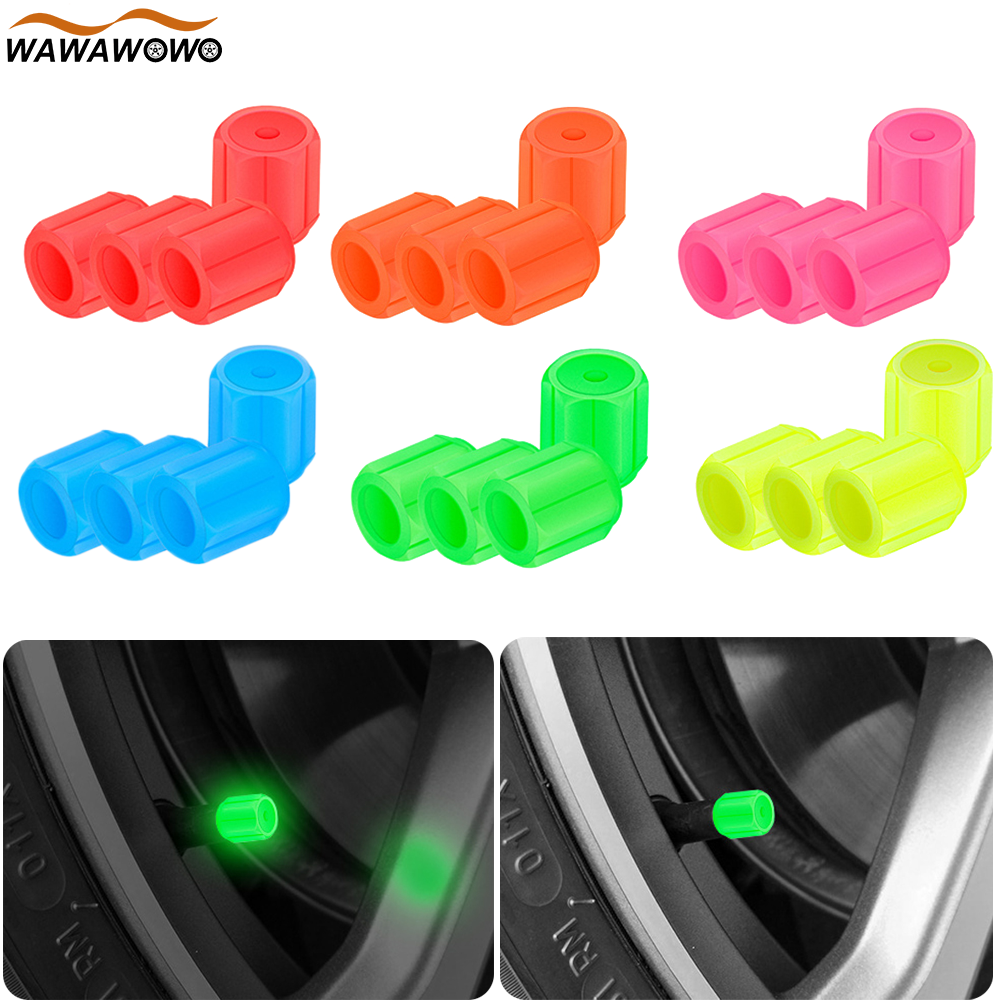 4 Uds. Tapas de válvula de neumático de coche fluorescentes universales válvulas de aire tapas de vástago tapas de presión para coches motocicletas SUV camiones bicicletas