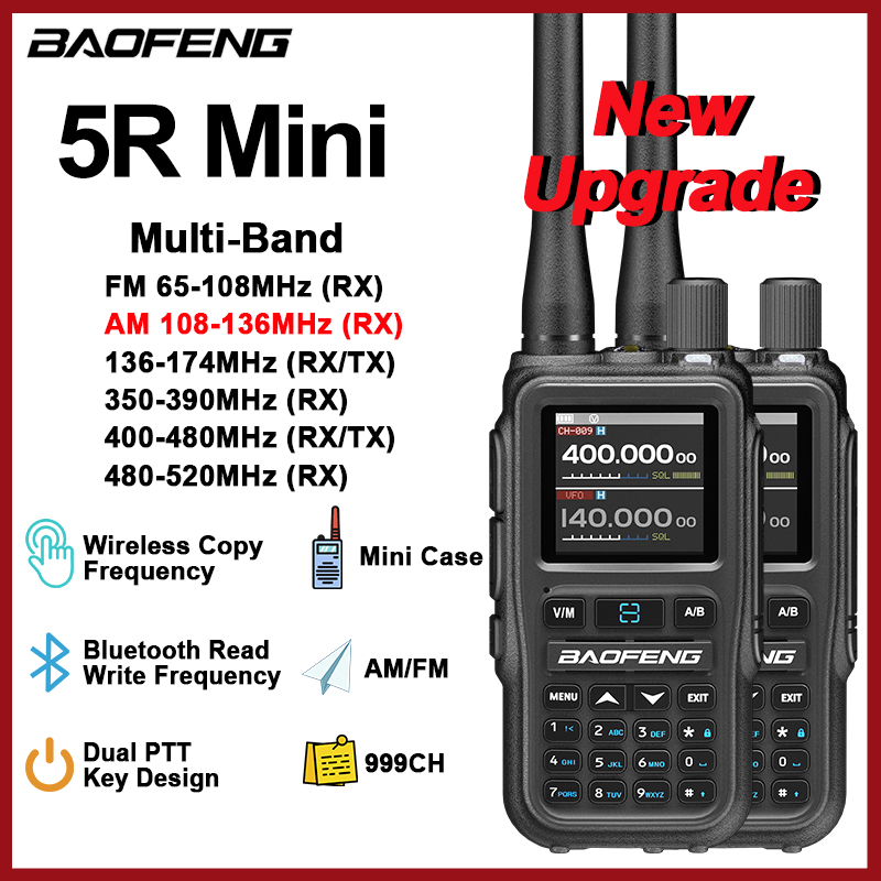 Baofeng UV-5R Mini Walkie Talkie Bluetooth APP programación multibanda AM copia inalámbrica frecuencia Dual PTT tipo C Ham Radio bidireccional