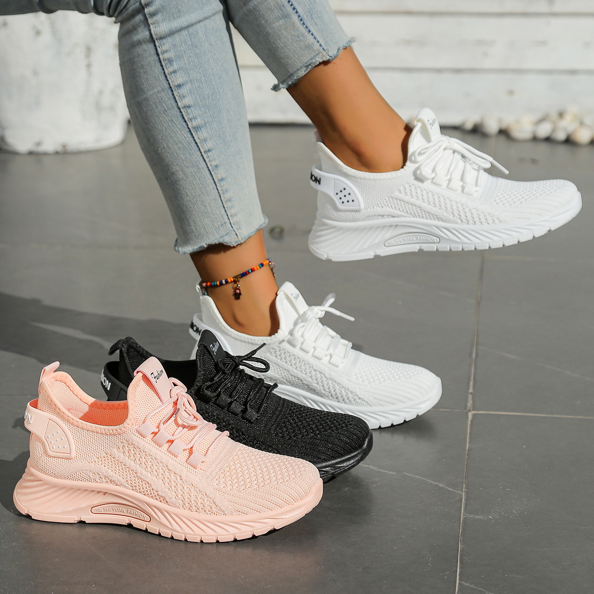 Sapatos femininos tênis casuais outono nova moda lazer esportes único sapatos atacado transfronteiriço fábrica tendência voar tecelagem